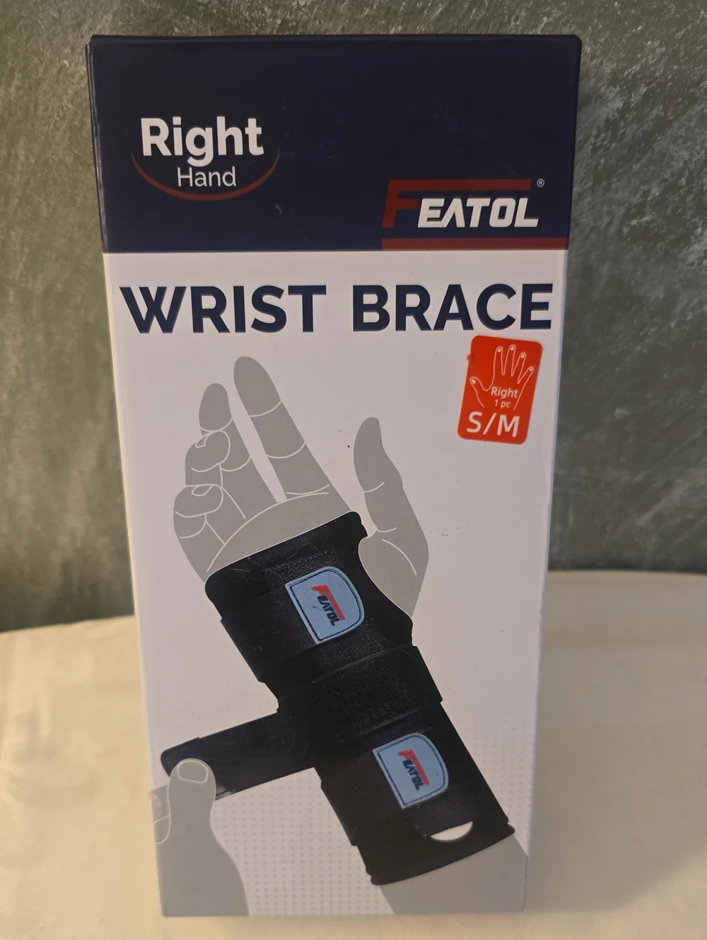 Featol Right Hand Black Wrist Brace S/M, Pain, Sprain, Sports New